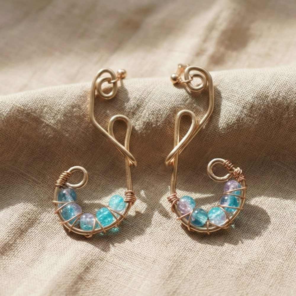 Hand-Wrapped Fishing Hook Earrings