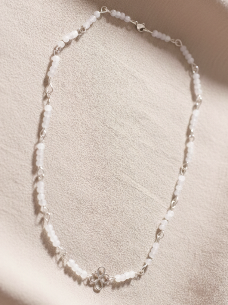 Soft White Necklace - Silver