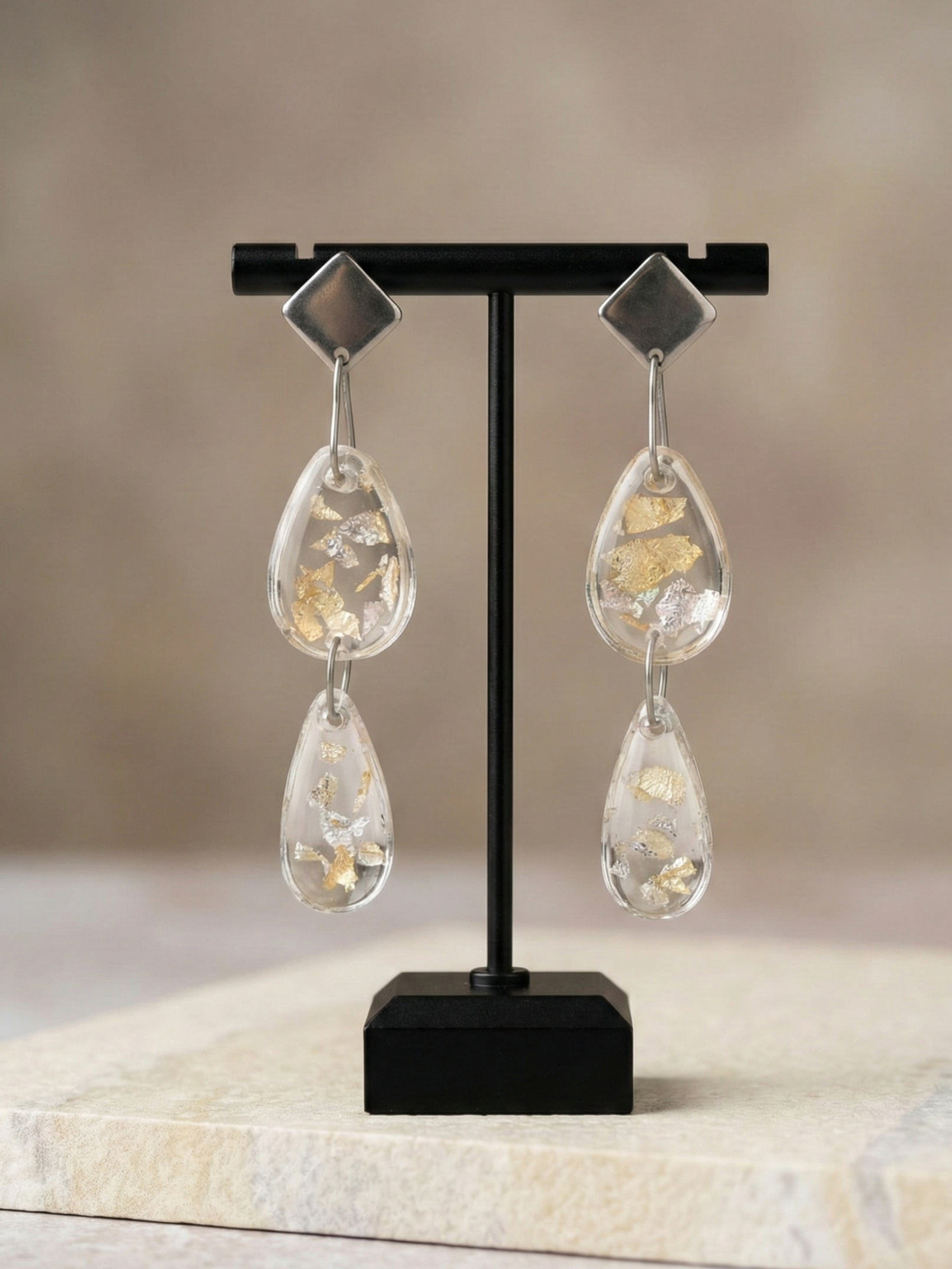 White Rose Teardrop Earrings - Image 2