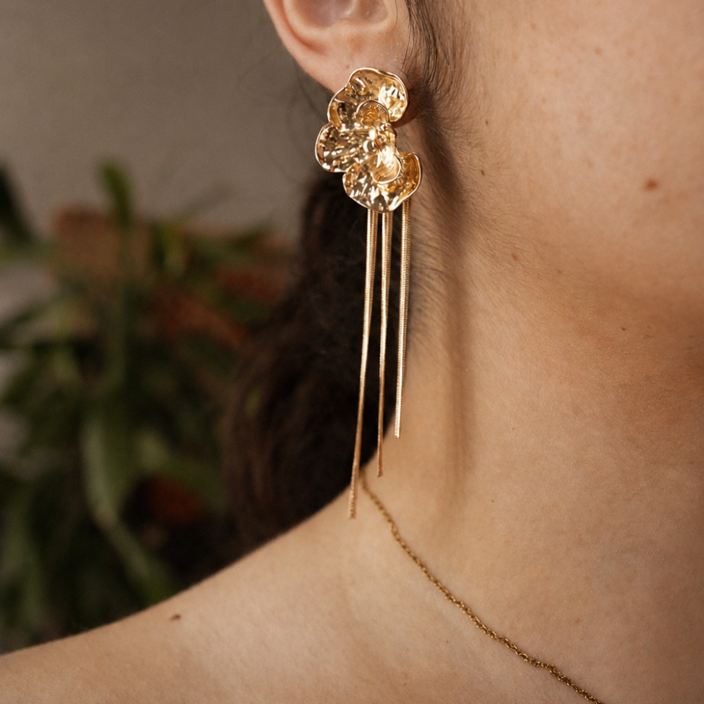 Orchid Earrings - Gold Colour
