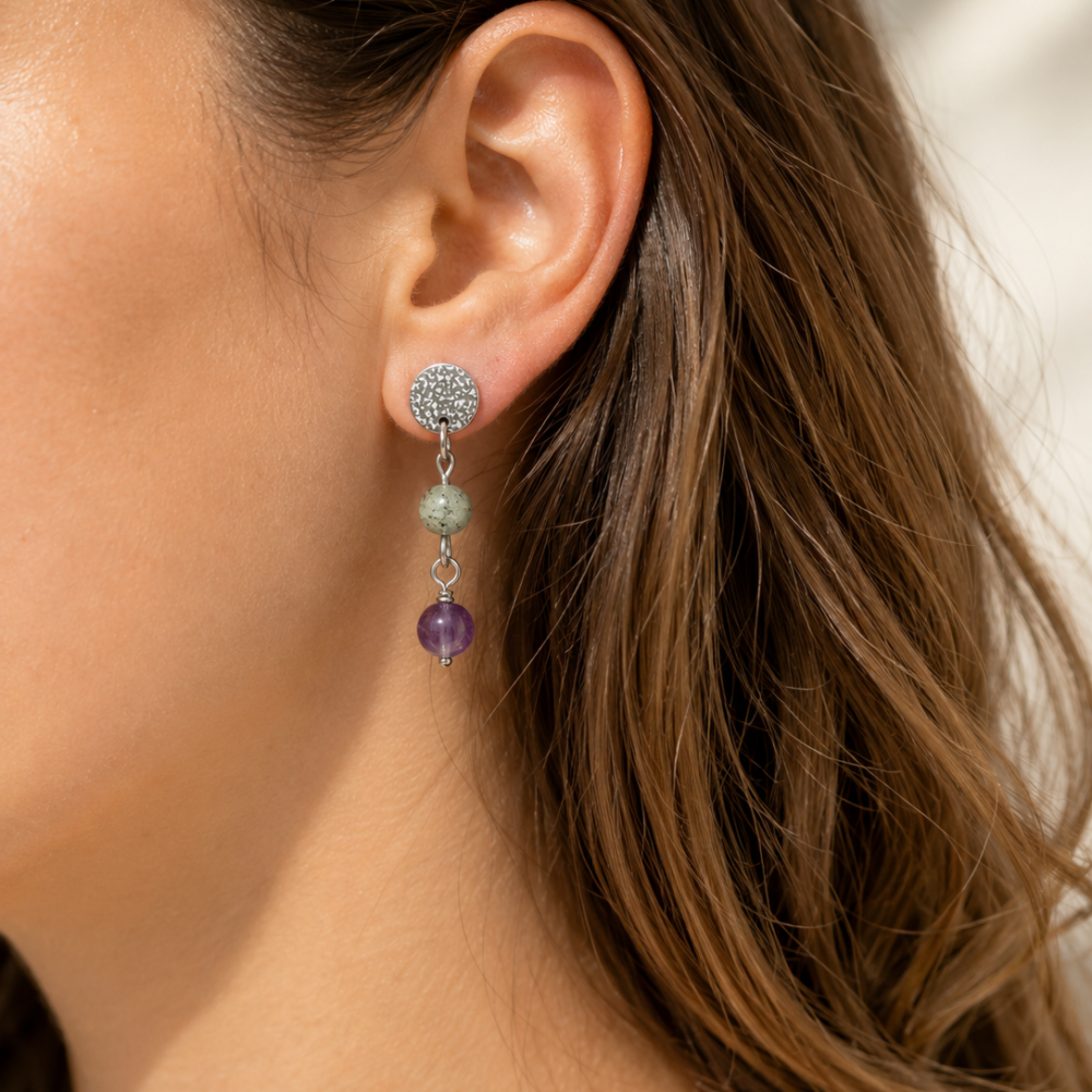 Labradorite Amethyst Earrings