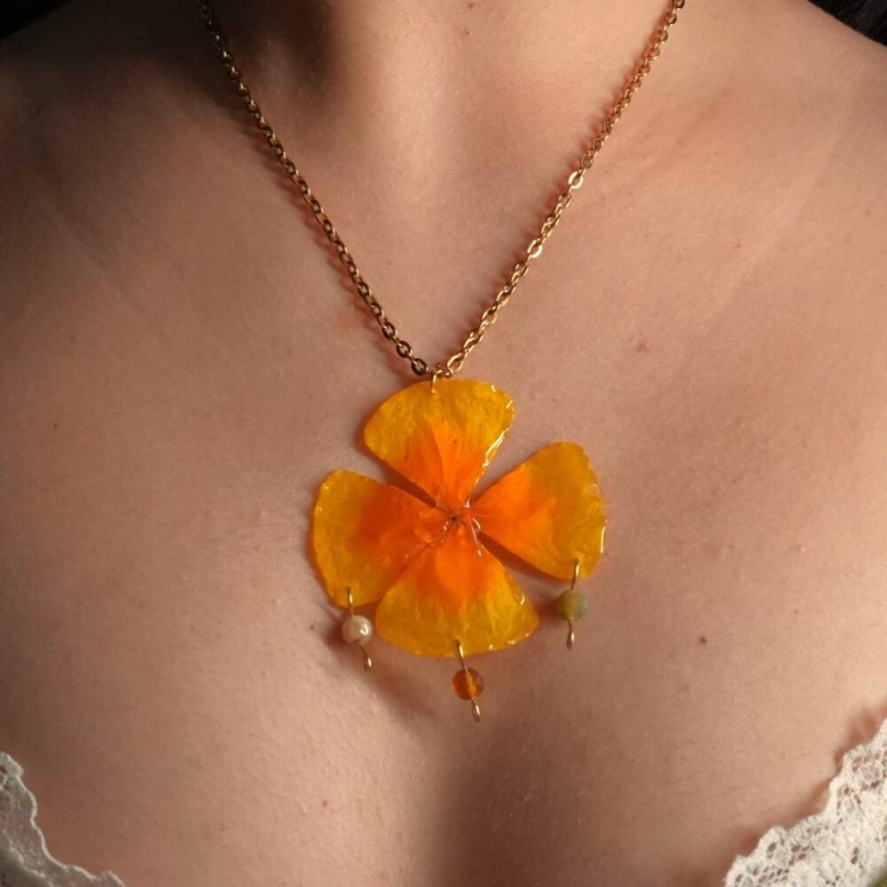 California Poppy Necklace
