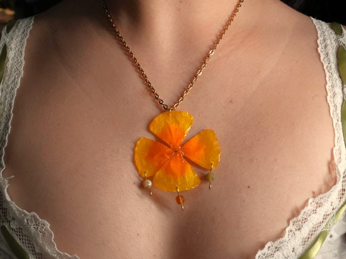 California Poppy Necklace